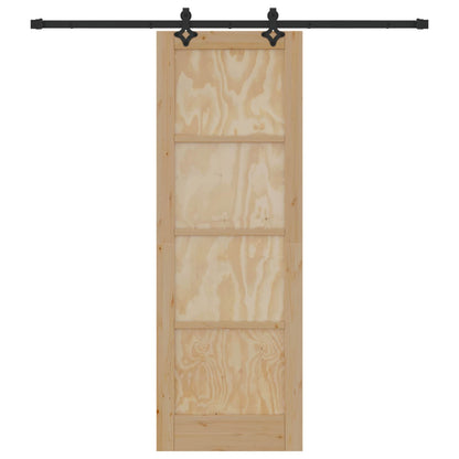 Schuifdeur Naturel en Zwart 73,5 x 211 cm Massief grenenhout