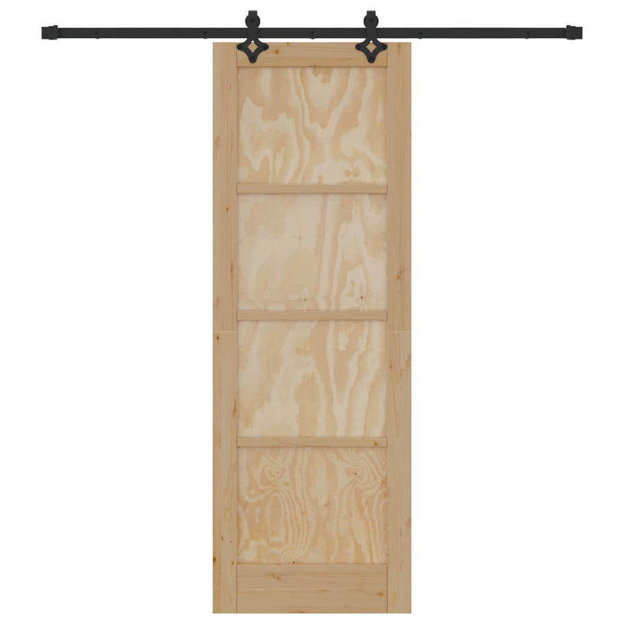 Schuifdeur Naturel en Zwart 73,5 x 211 cm Massief grenenhout
