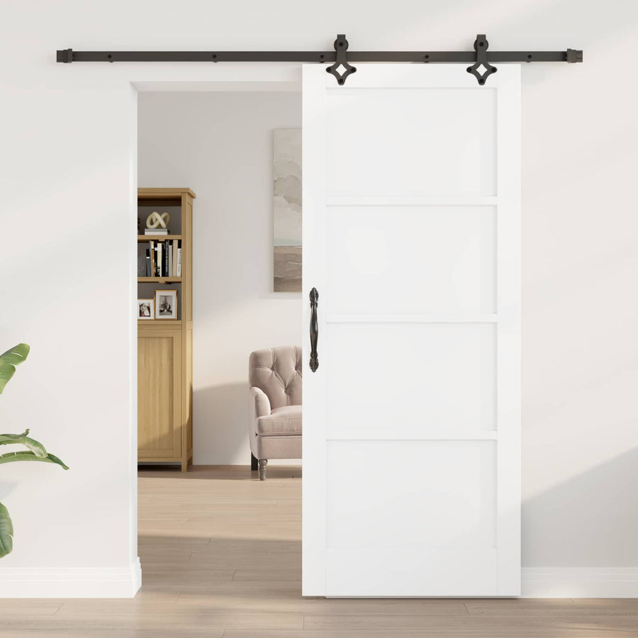 Schuifdeur Wit en zwart 83 x 202 cm Massief grenenhout
