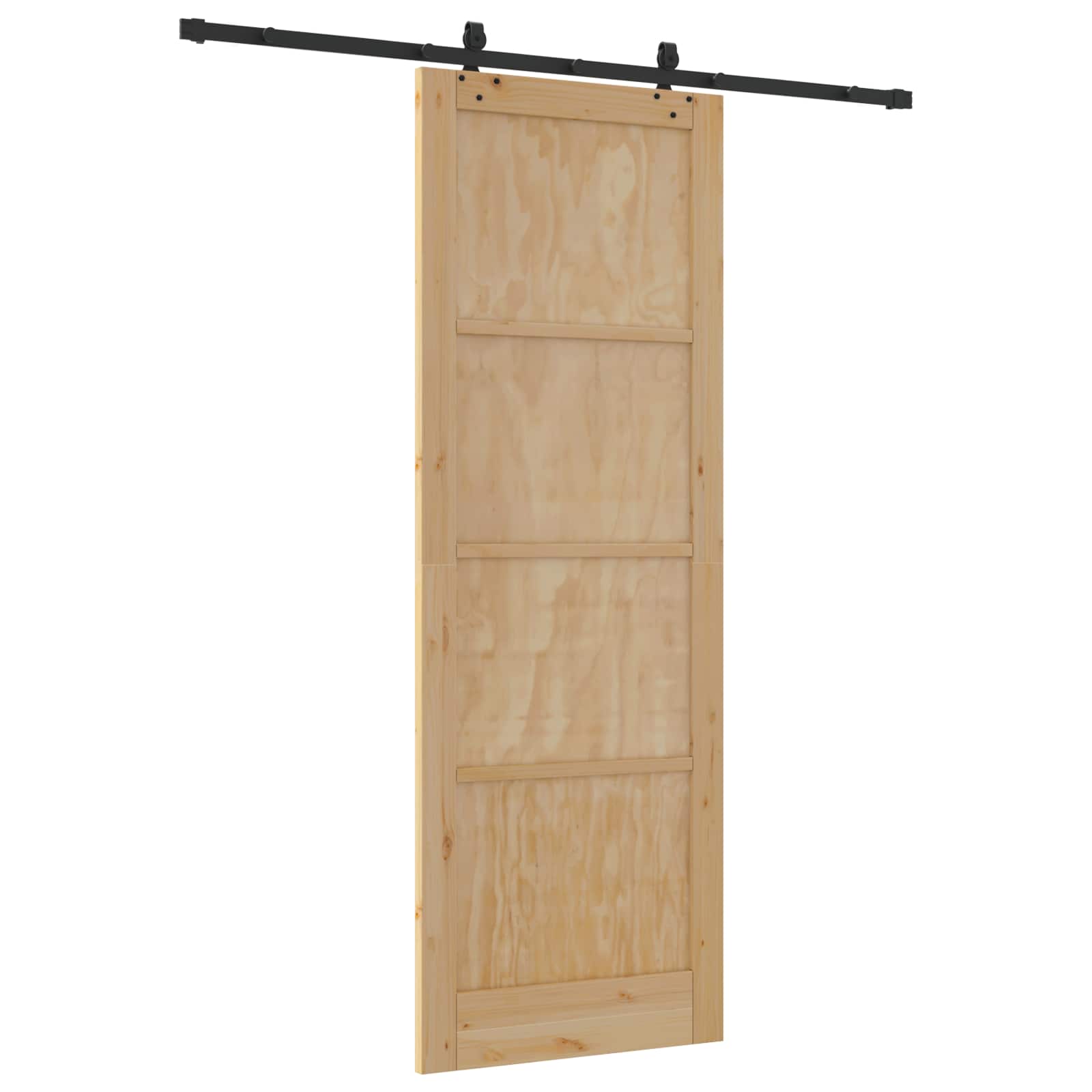 Schuifdeur Naturel en Zwart 83 x 232 cm Massief grenenhout