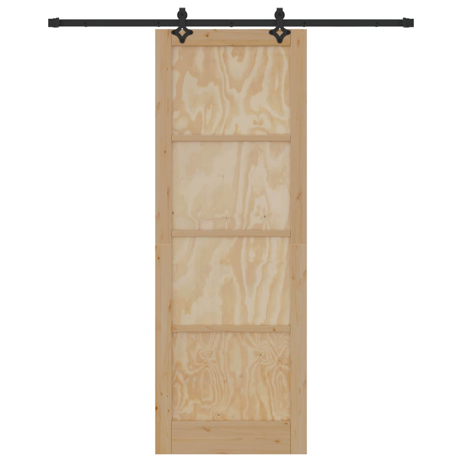 Schuifdeur Naturel en Zwart 83 x 232 cm Massief grenenhout