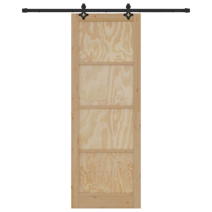 Schuifdeur Naturel en Zwart 83 x 232 cm Massief grenenhout