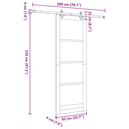 Schuifdeur Wit en zwart 83 x 232 cm Massief grenenhout