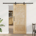 Schuifdeur Naturel en Zwart 86 x 198,5 cm Massief grenenhout