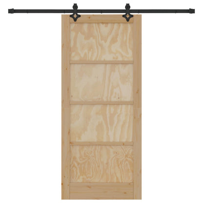 Schuifdeur Naturel en Zwart 86 x 198,5 cm Massief grenenhout