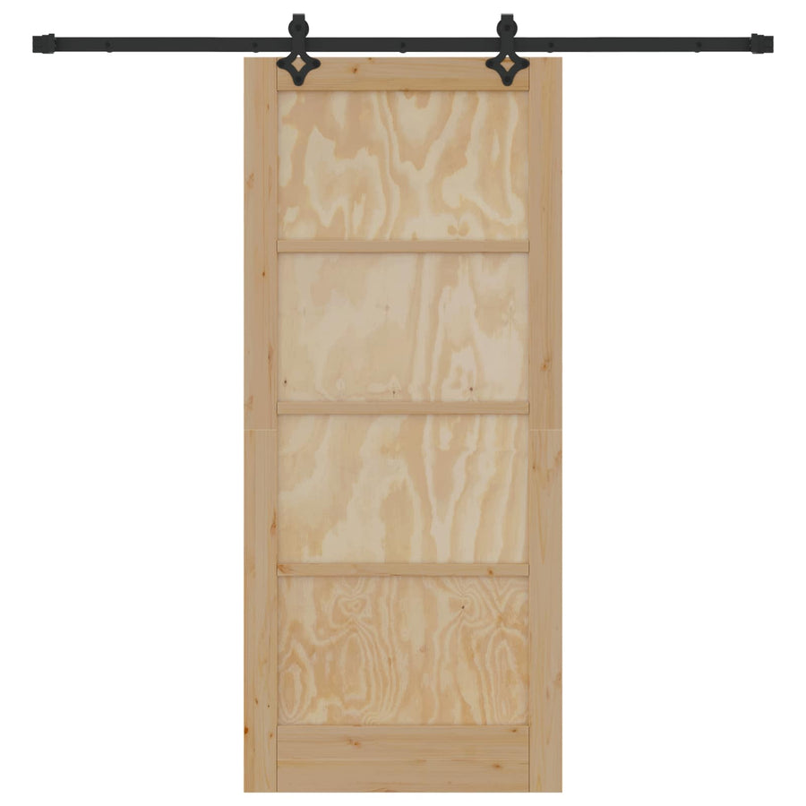 Schuifdeur Naturel en Zwart 86 x 198,5 cm Massief grenenhout