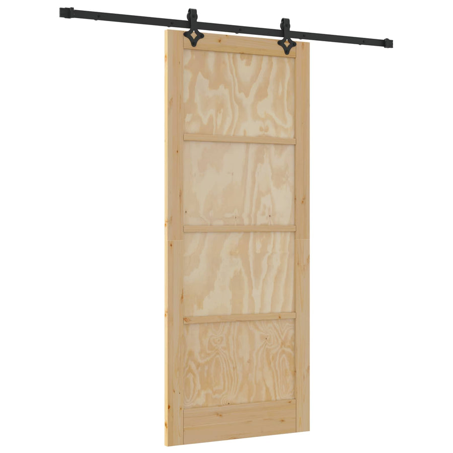 Schuifdeur Naturel en Zwart 86 x 211 cm Massief grenenhout