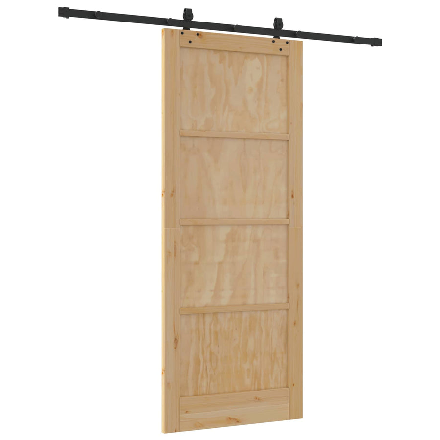 Schuifdeur Naturel en Zwart 86 x 211 cm Massief grenenhout