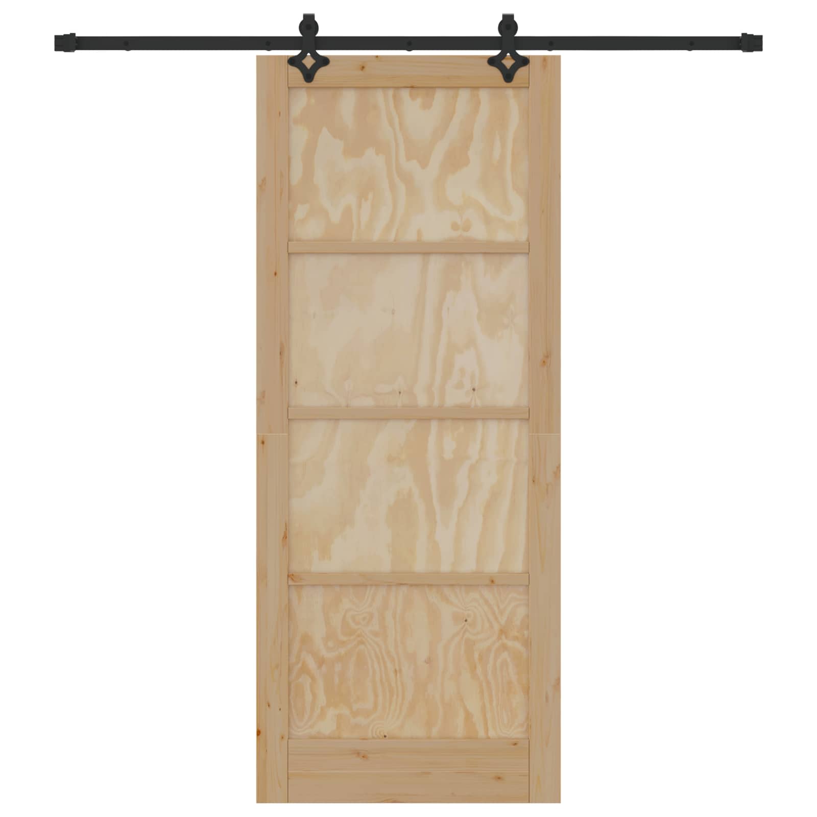 Schuifdeur Naturel en Zwart 86 x 211 cm Massief grenenhout