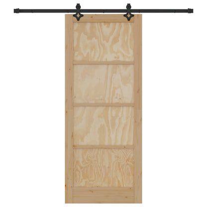 Schuifdeur Naturel en Zwart 86 x 211 cm Massief grenenhout