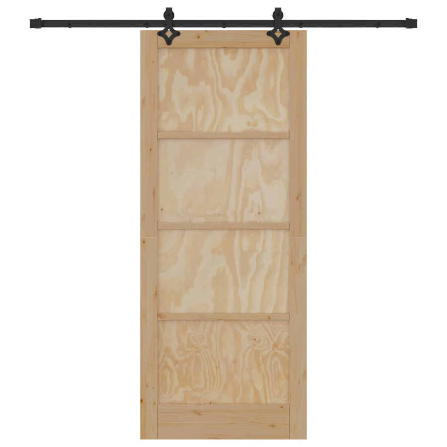 Schuifdeur Naturel en Zwart 86 x 211 cm Massief grenenhout