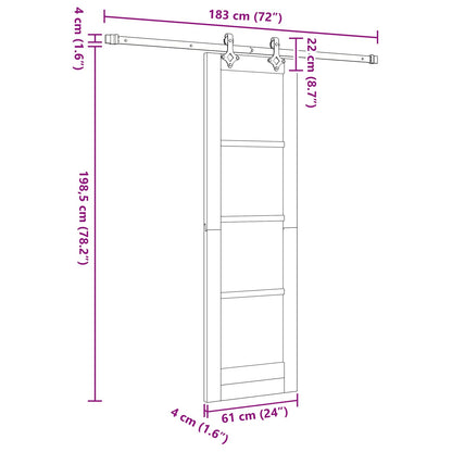 Schuifdeur Natuurlijk en Wit 61 x 198,5 cm Massief grenenhout
