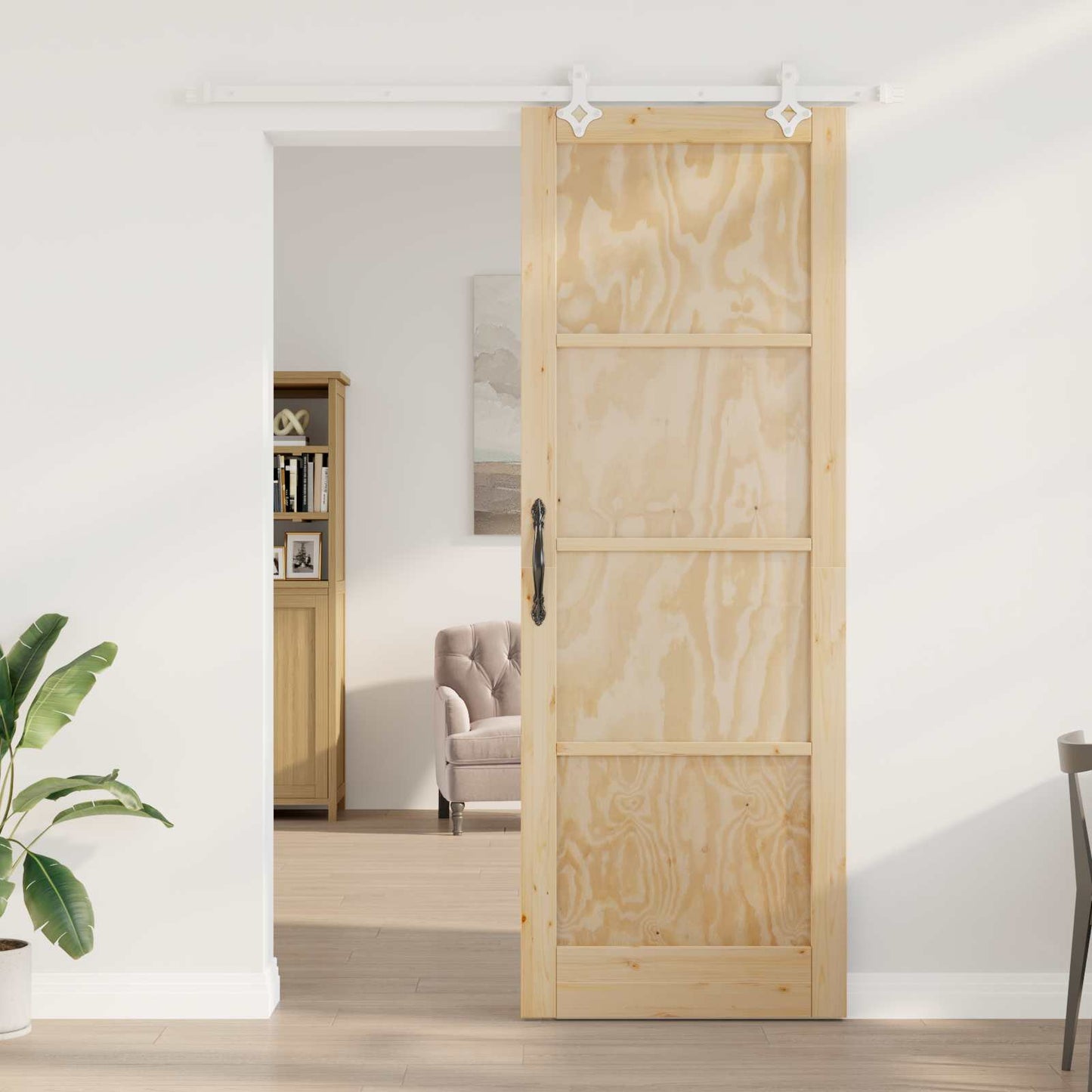 Schuifdeur Natuurlijk en Wit 83 x 232 cm Massief grenenhout