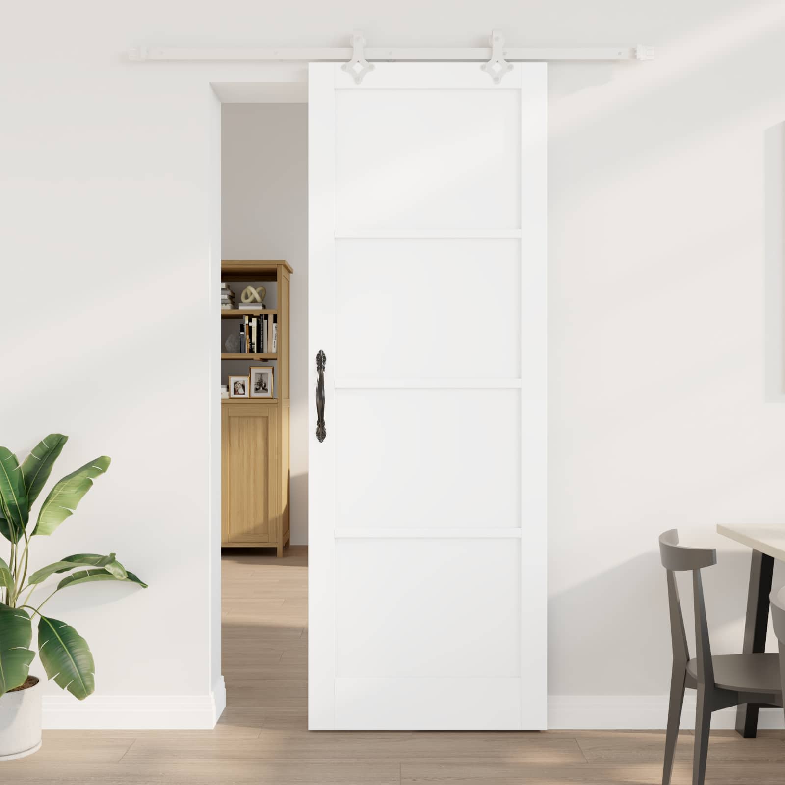 Schuifdeur Wit 83 x 232 cm Massief grenenhout