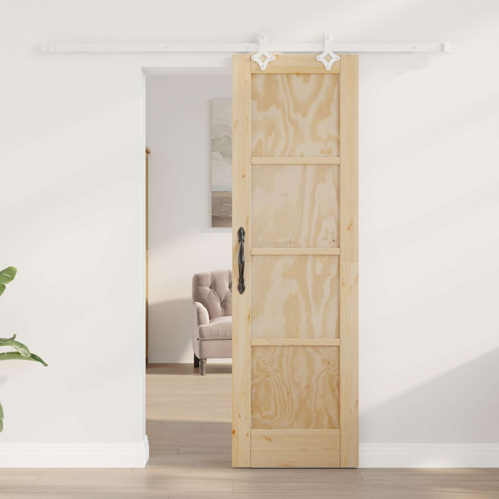 Schuifdeur Natuurlijk en Wit 61 x 198,5 cm Massief grenenhout