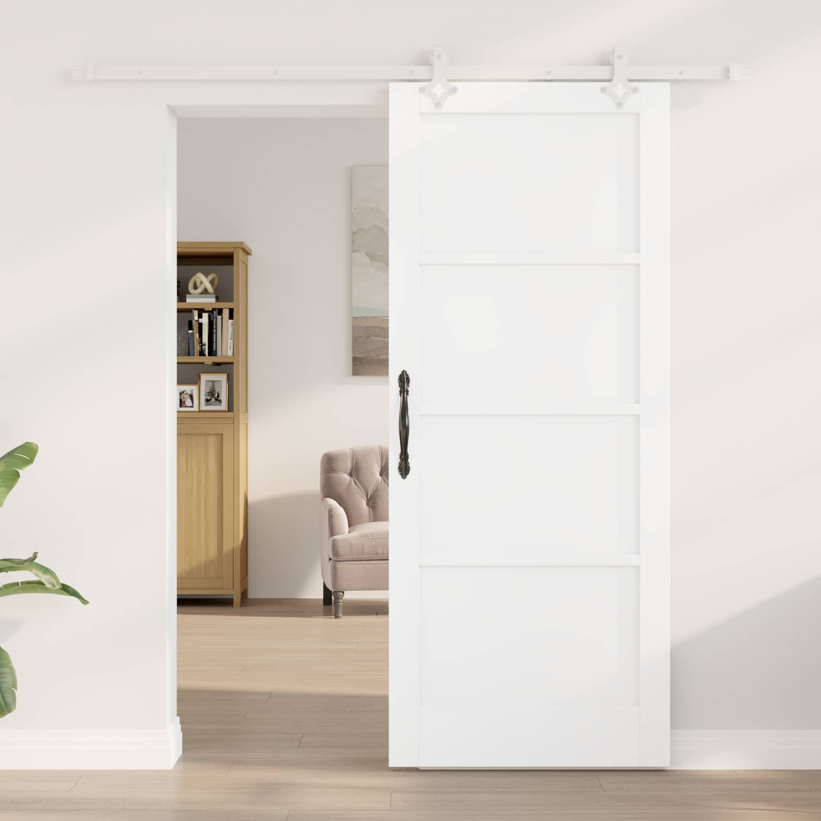 Schuifdeur Wit 83 x 202 cm Massief grenenhout