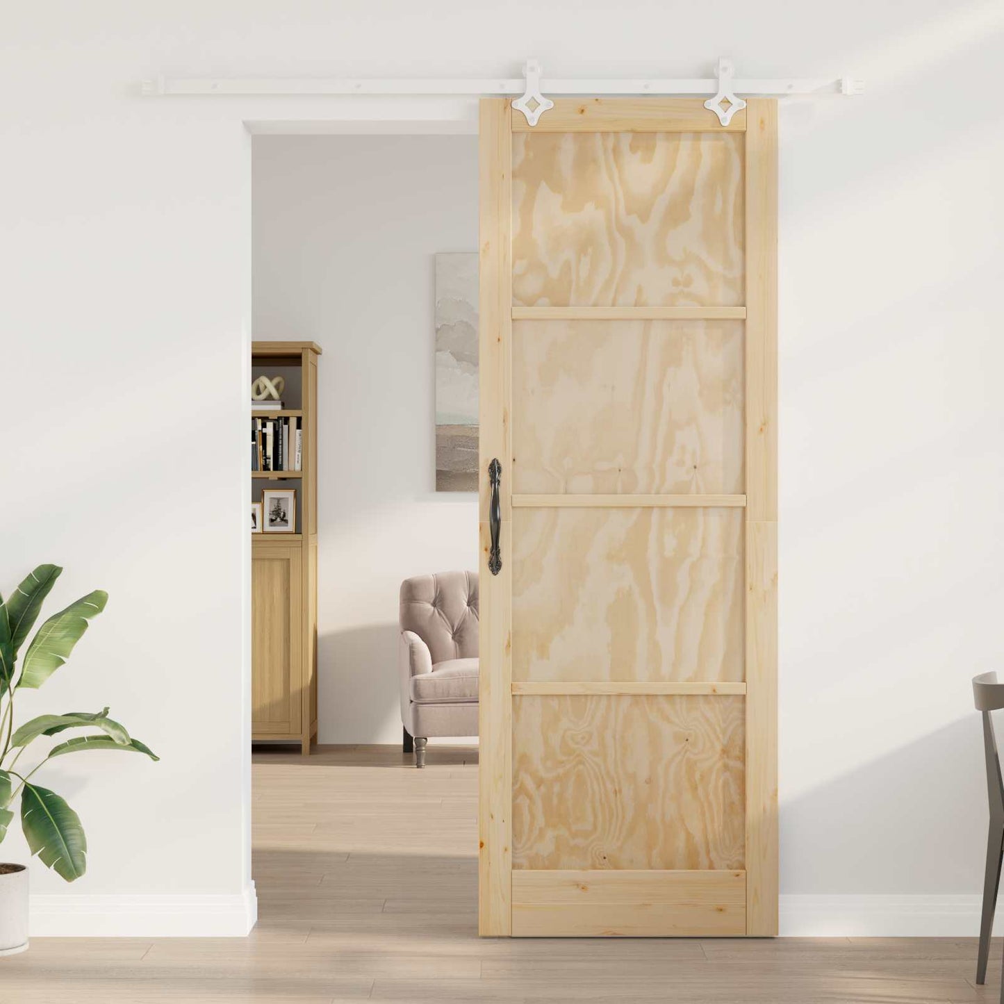 Schuifdeur Natuurlijk en Wit 83 x 232 cm Massief grenenhout
