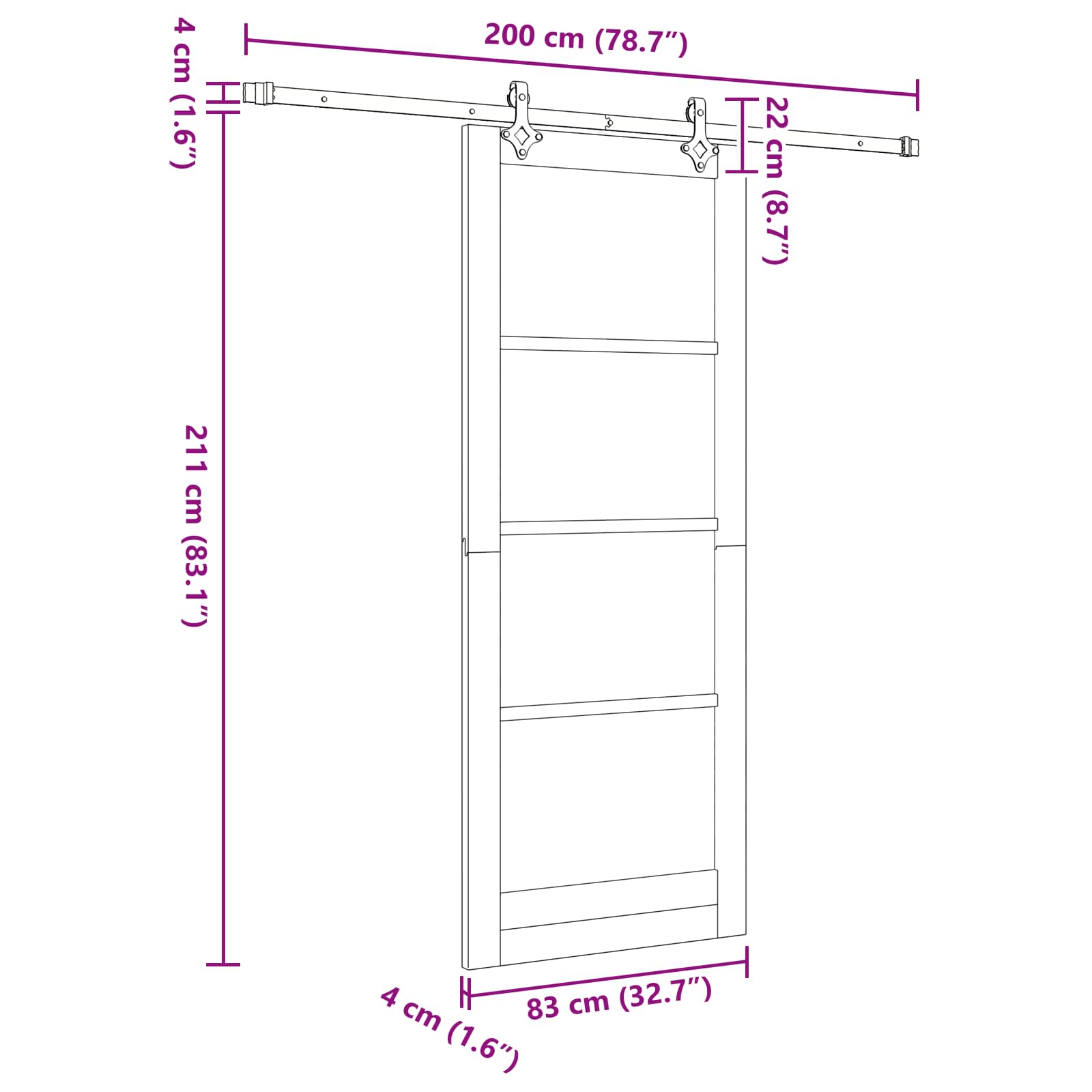 Schuifdeur Natuurlijk en Wit 83 x 232 cm Massief grenenhout