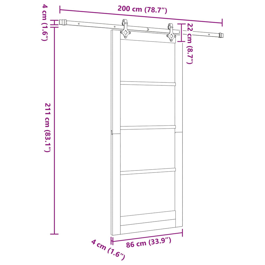 Schuifdeur Natuurlijk en Wit 86 x 211 cm Massief grenenhout
