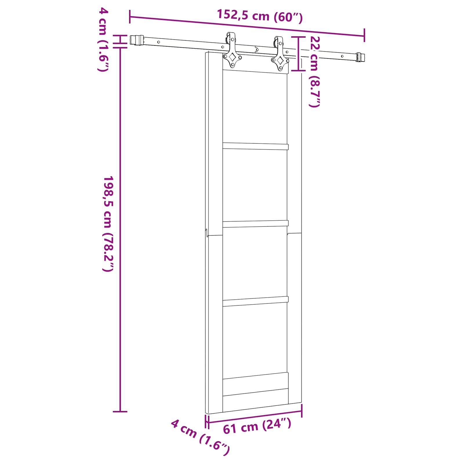 Schuifdeur ORKDAL Naturel 61 x 198,5 cm Massief grenenhout