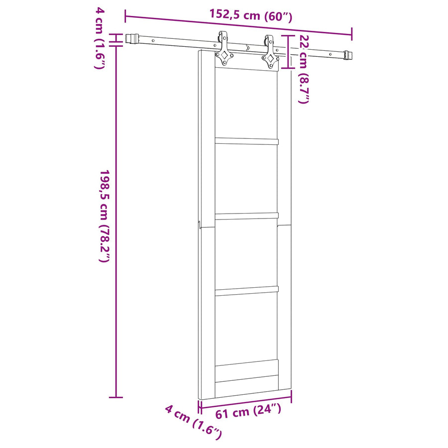 Schuifdeur ORKDAL Naturel 61 x 198,5 cm Massief grenenhout