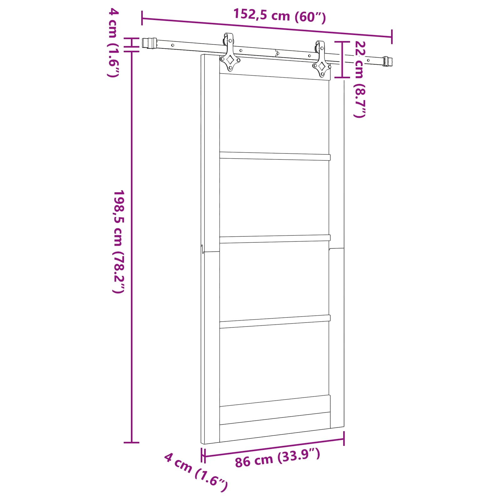 Schuifdeur ORKDAL Naturel 86 x 198,5 cm Massief grenenhout