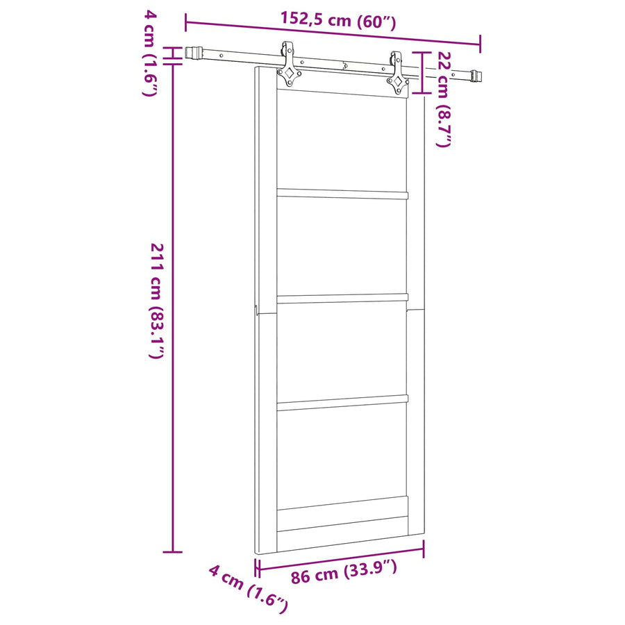 Schuifdeur ORKDAL Naturel 86 x 211 cm Massief grenenhout