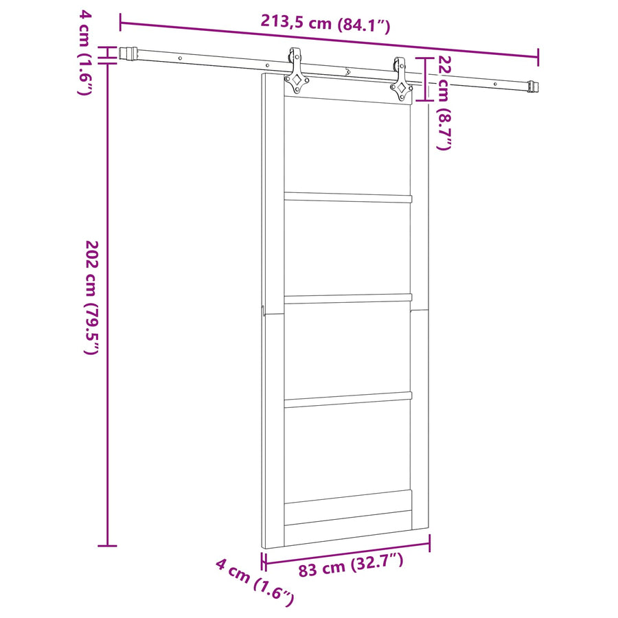 Schuifdeur ORKDAL Wit 83 x 202 cm Massief grenenhout