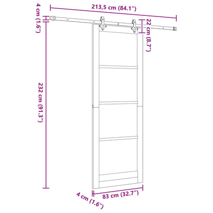 Schuifdeur ORKDAL Wit 83 x 232 cm Massief grenenhout