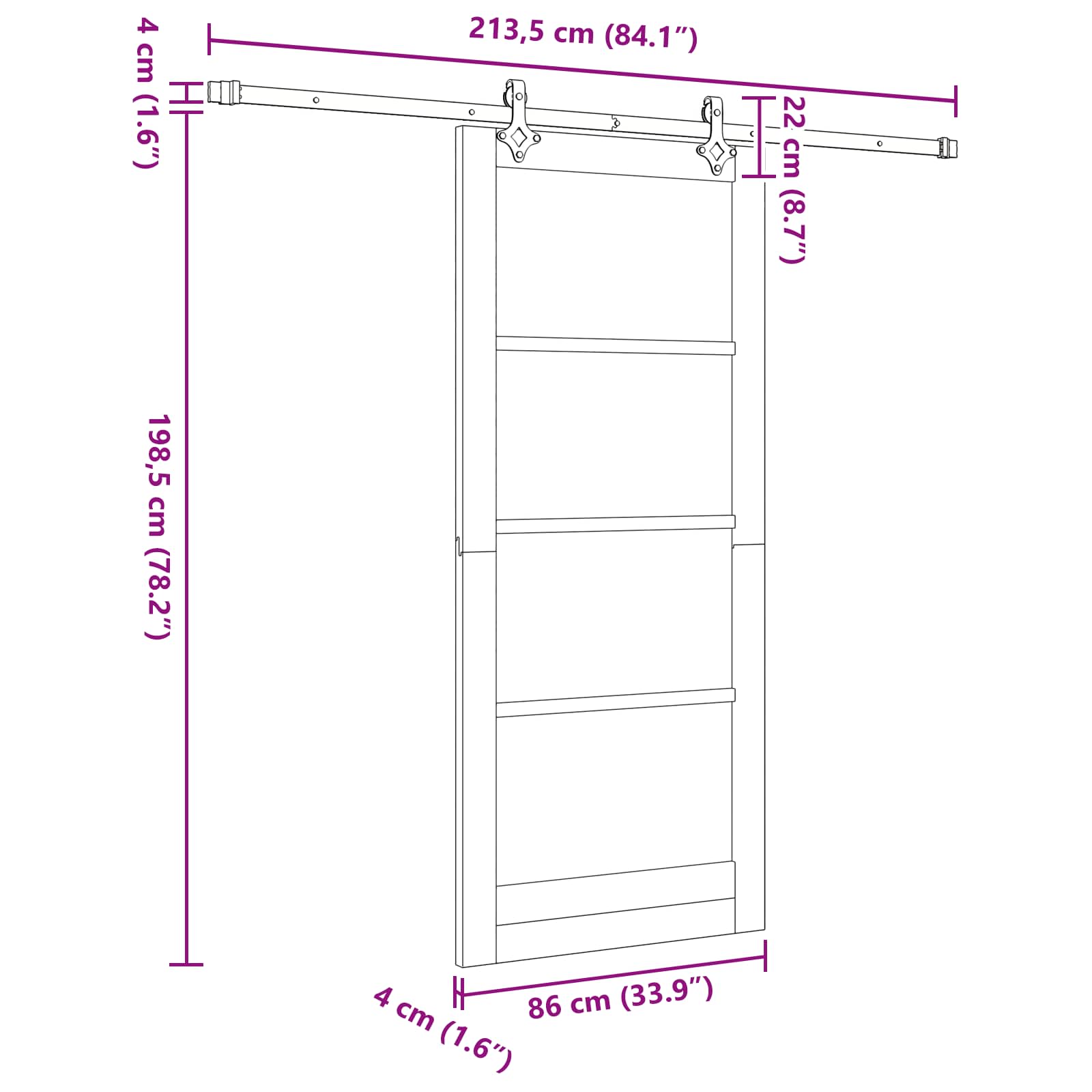 Schuifdeur ORKDAL Naturel 86 x 198,5 cm Massief grenenhout
