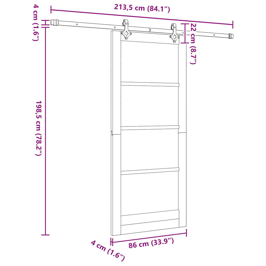 Schuifdeur ORKDAL Naturel 86 x 198,5 cm Massief grenenhout