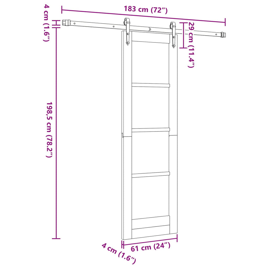 Schuifdeur ORKDAL Naturel en Zwart 61 x 198,5 cm