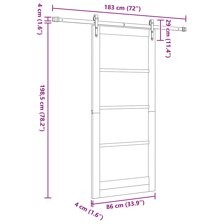 Schuifdeur ORKDAL Naturel en Zwart 86 x 198,5 cm