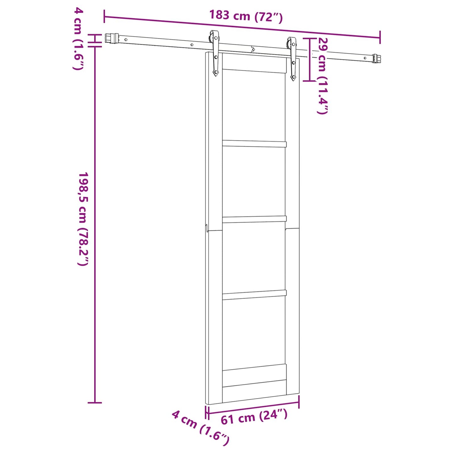 Schuifdeur ORKDAL Natuurlijk en Wit 61 x 198,5 cm