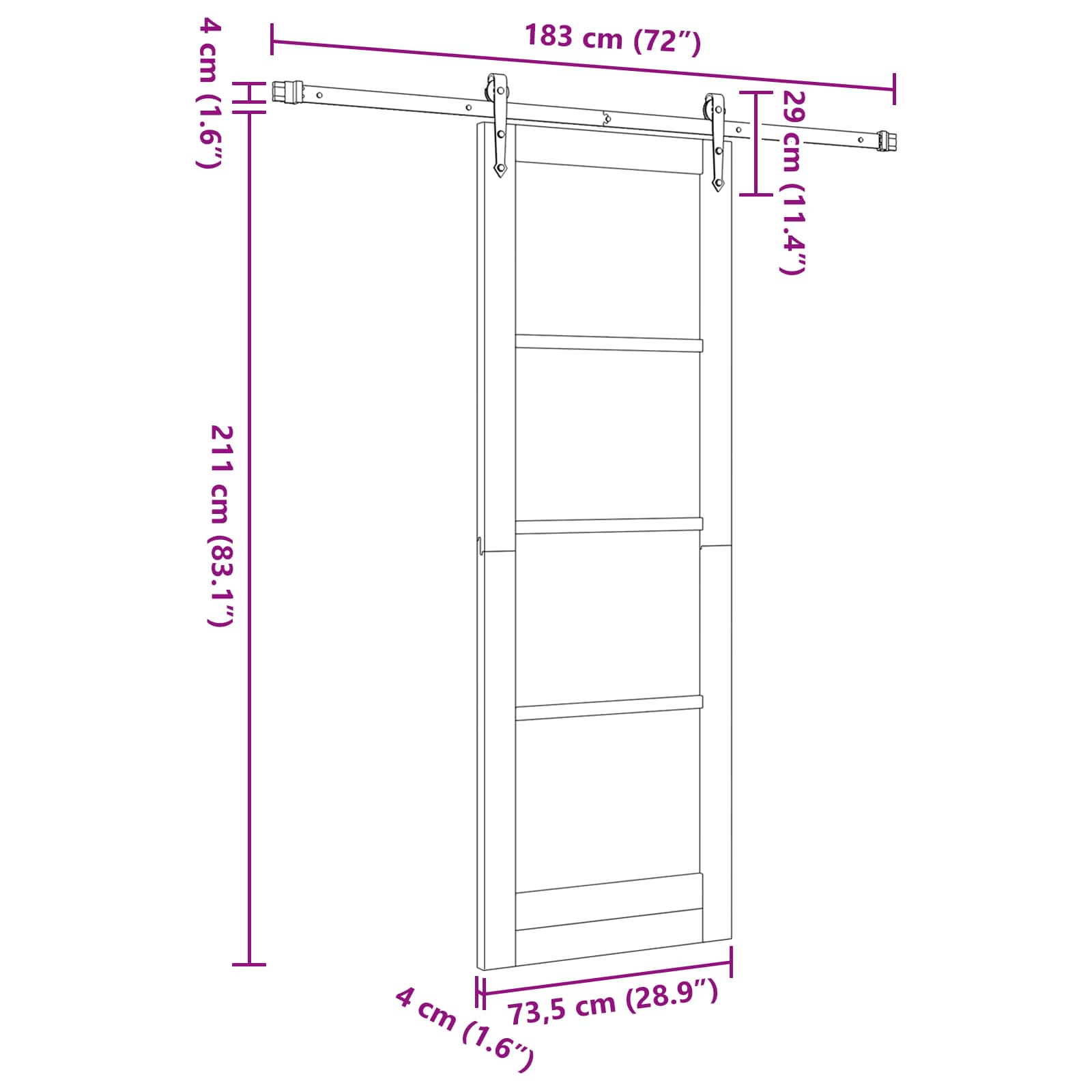 Schuifdeur ORKDAL Natuurlijk en Wit 73,5 x 211 cm