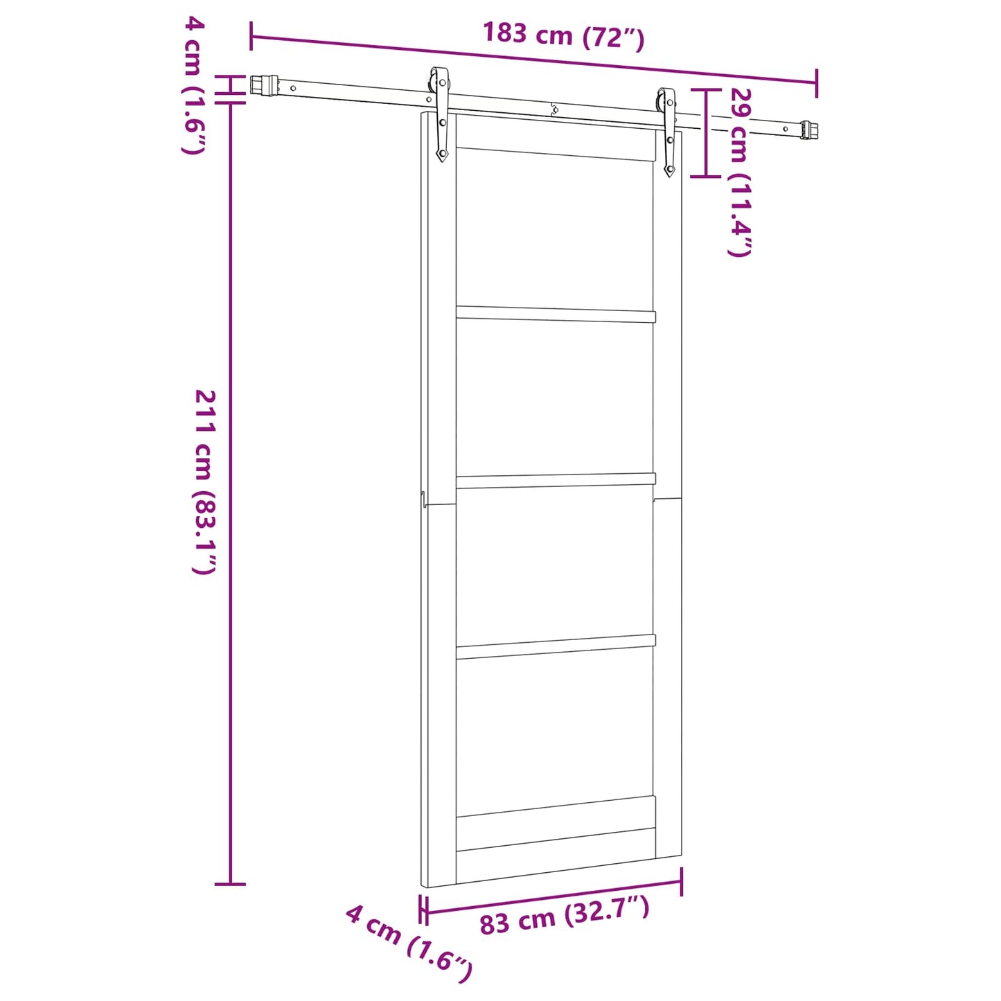 Schuifdeur ORKDAL Natuurlijk en Wit 83 x 211 cm