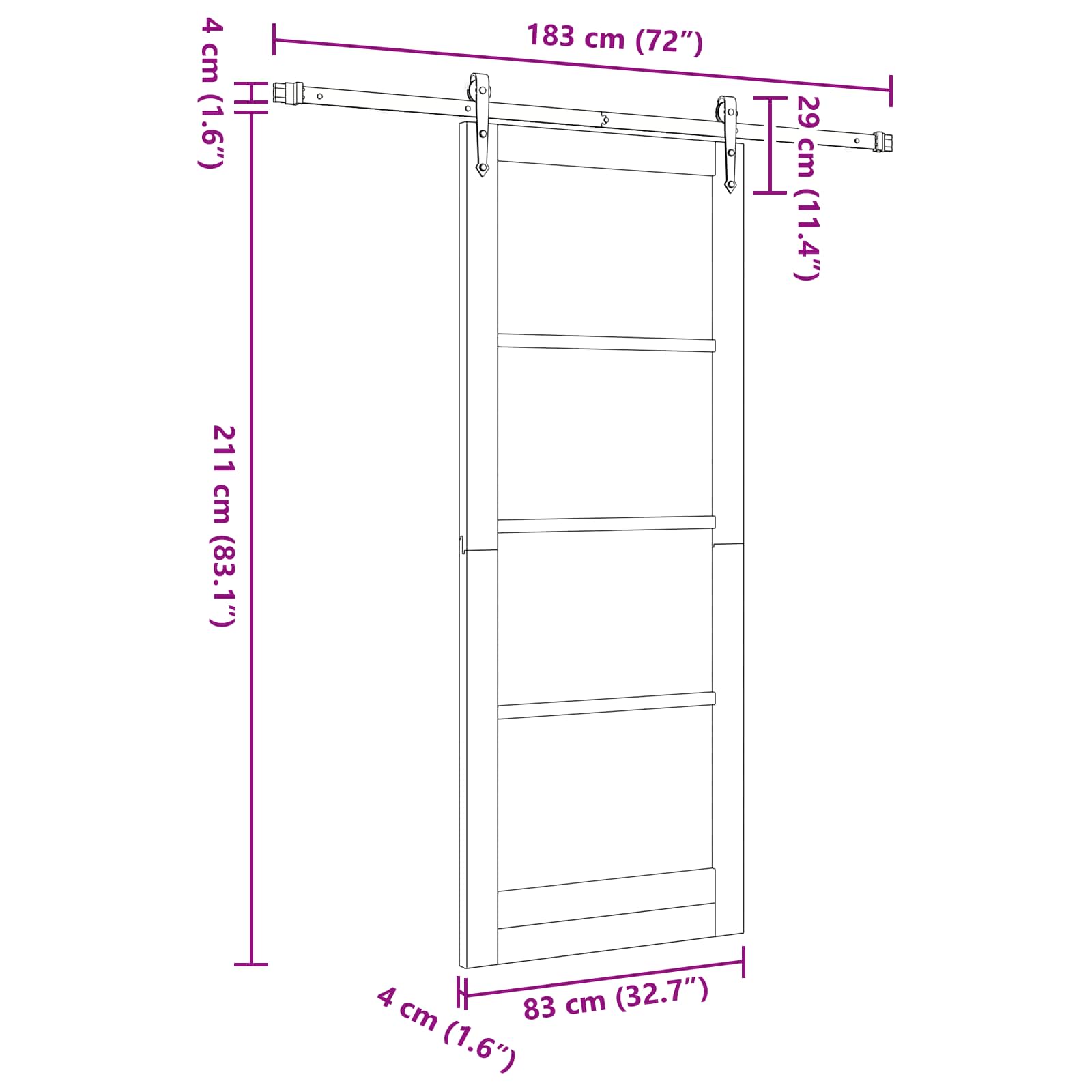 Schuifdeur ORKDAL Natuurlijk en Wit 83 x 211 cm