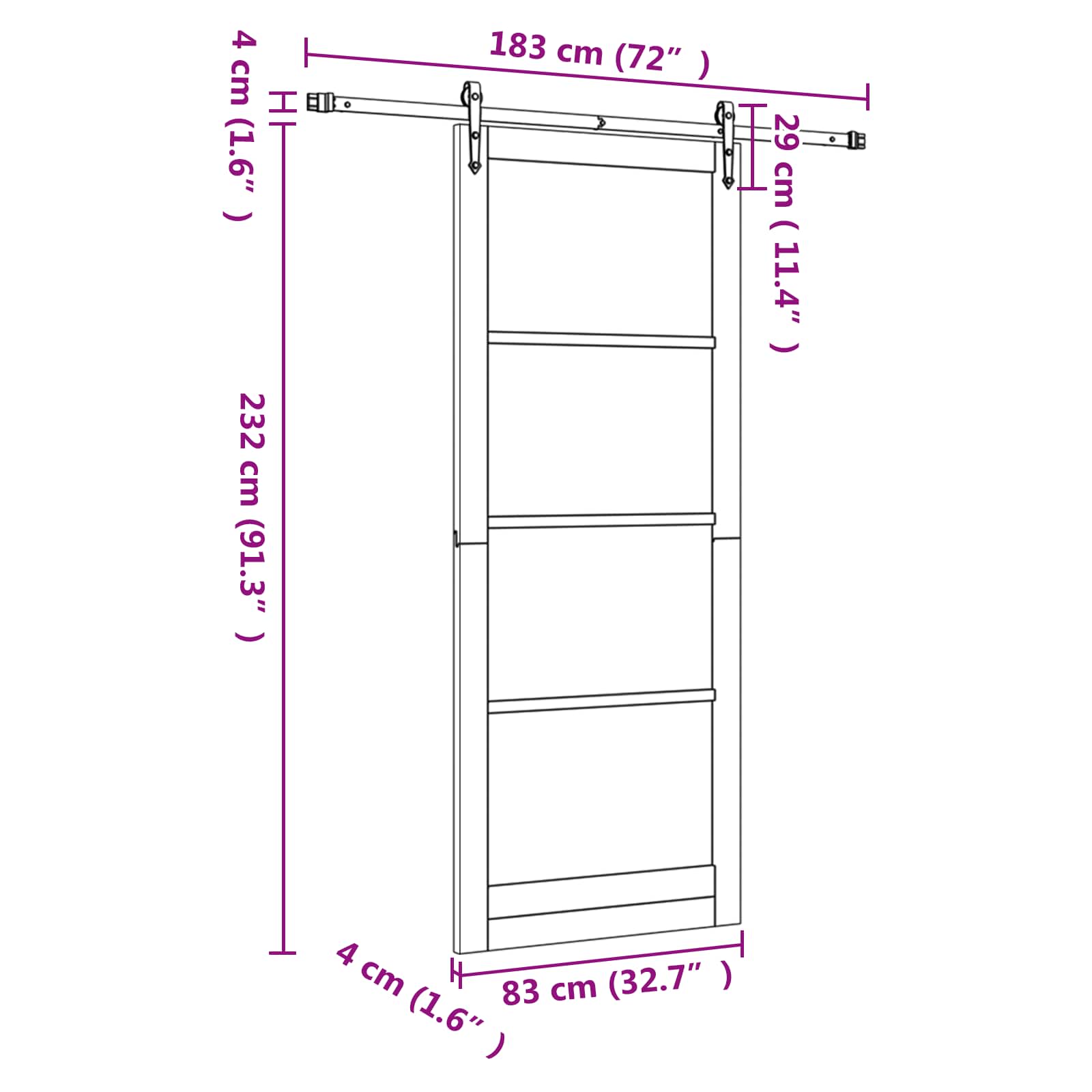 Schuifdeur ORKDAL Natuurlijk en Wit 83 x 232 cm