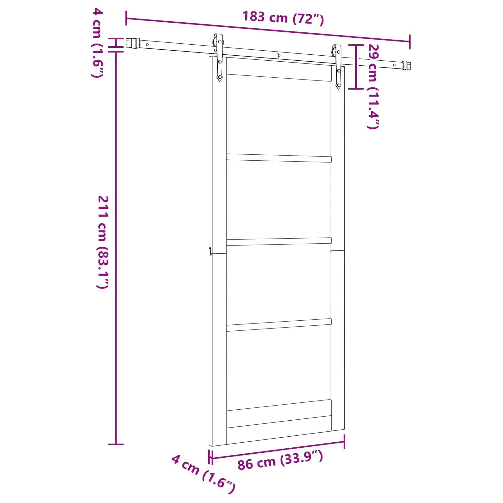 Schuifdeur ORKDAL Natuurlijk en Wit 86 x 211 cm