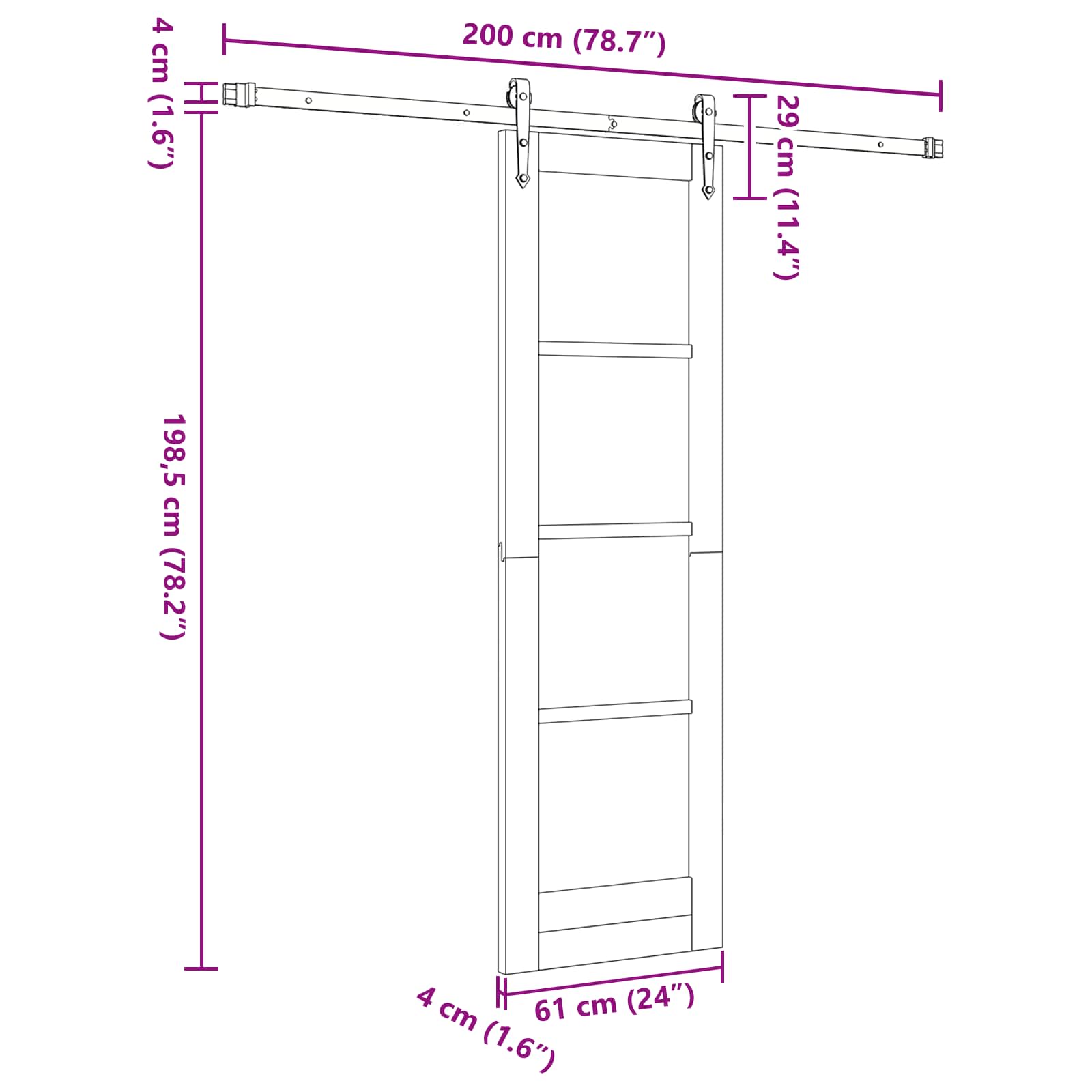 Schuifdeur ORKDAL Naturel en Zwart 61 x 198,5 cm