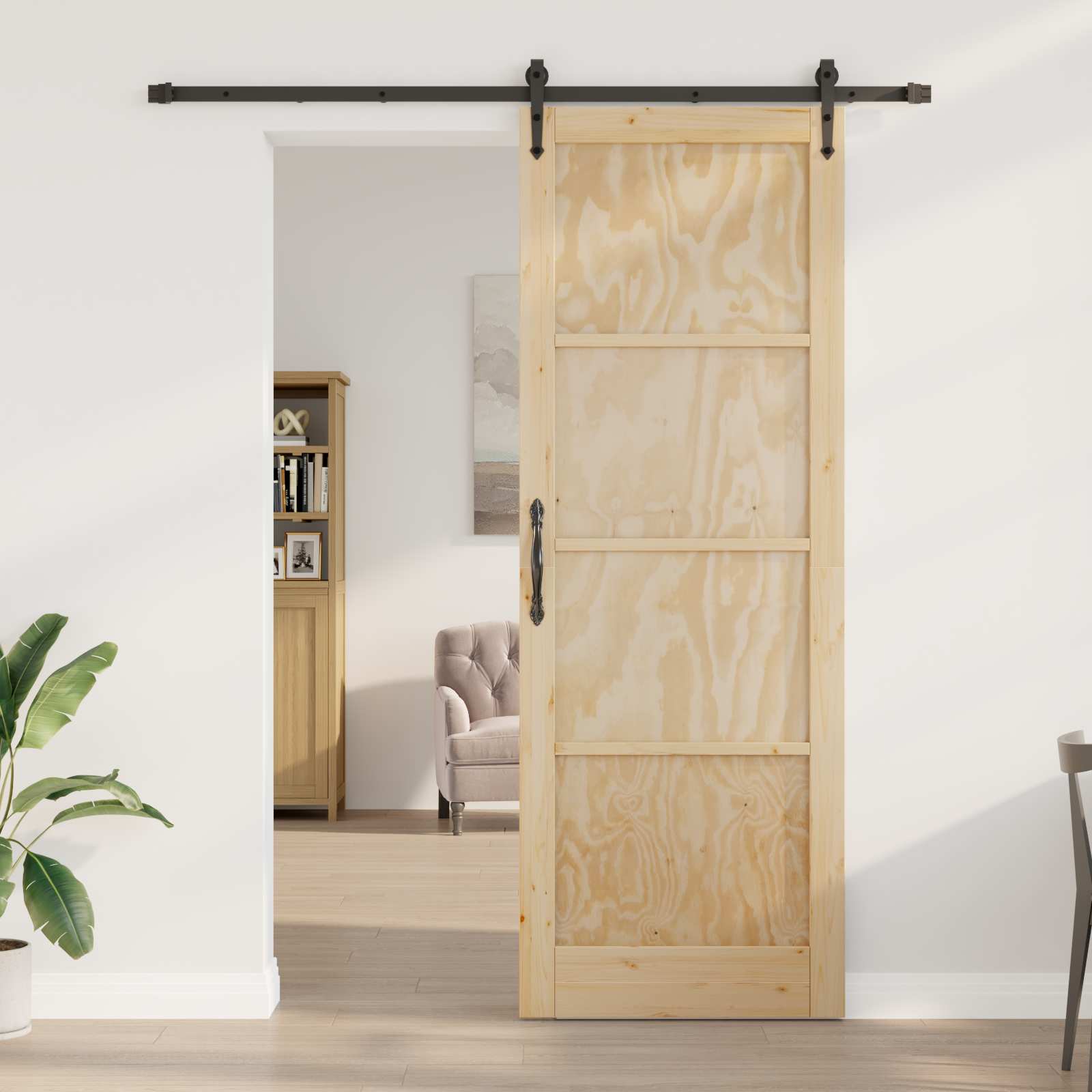 Schuifdeur ORKDAL Naturel en Zwart 83 x 232 cm