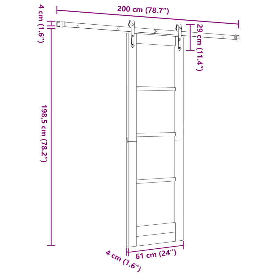 Schuifdeur ORKDAL Natuurlijk en Wit 61 x 198,5 cm