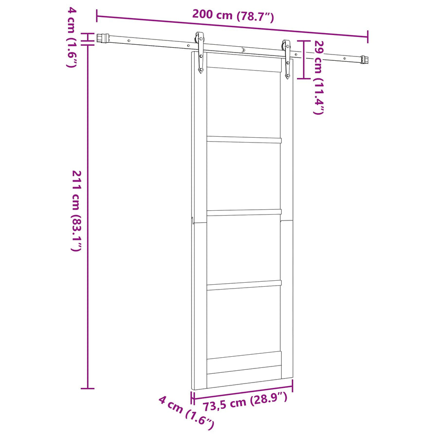 Schuifdeur ORKDAL Natuurlijk en Wit 73,5 x 211 cm