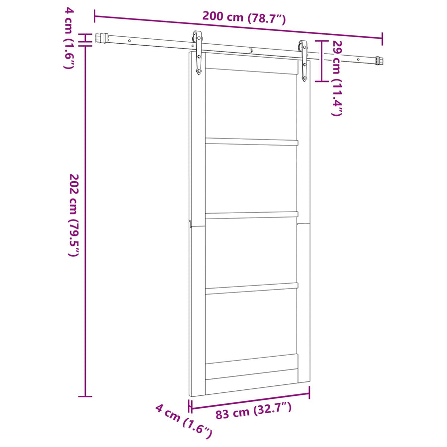 Schuifdeur ORKDAL Wit 83 x 202 cm Massief grenenhout