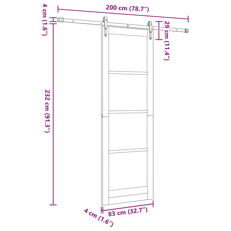 Schuifdeur ORKDAL Wit 83 x 232 cm Massief grenenhout