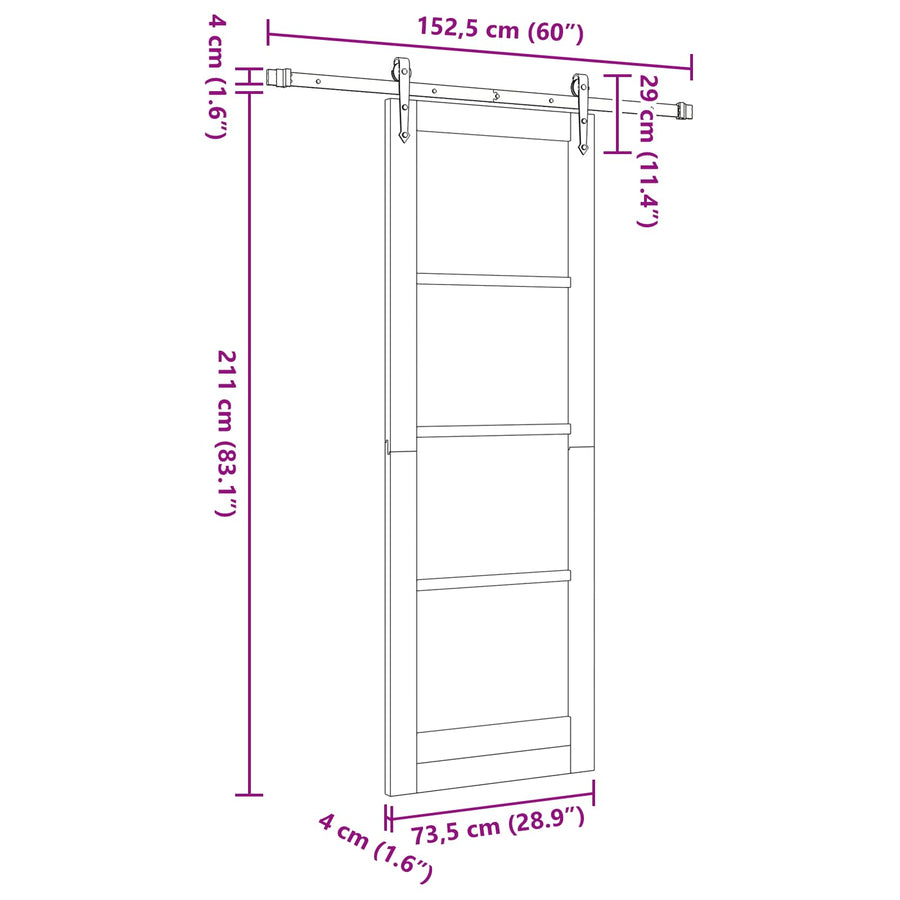 Schuifdeur ORKDAL Naturel 73,5 x 211 cm Massief grenenhout