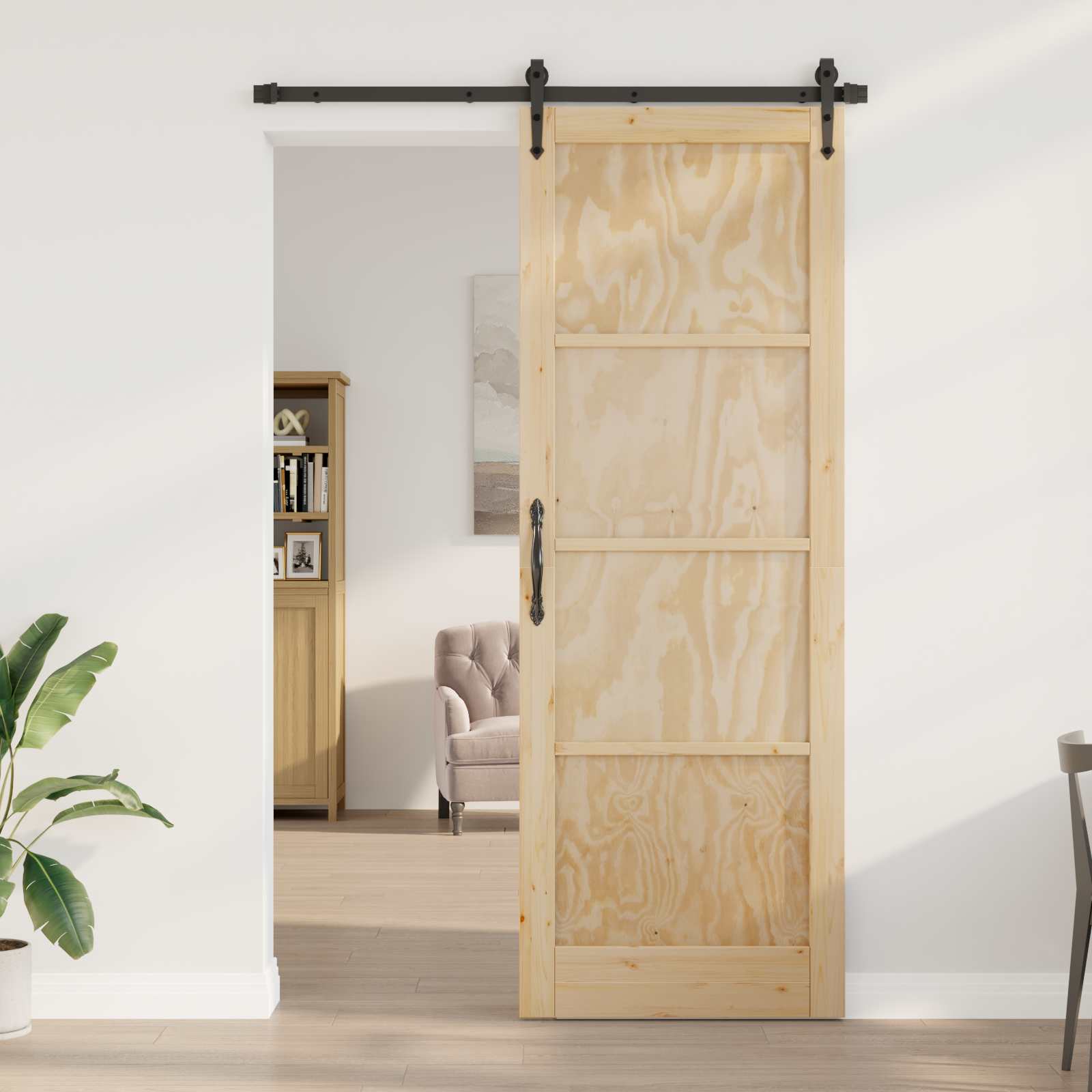 Schuifdeur ORKDAL Naturel 83 x 232 cm Massief grenenhout