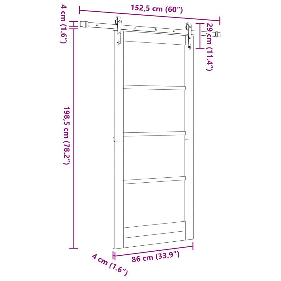 Schuifdeur ORKDAL Naturel 86 x 198,5 cm Massief grenenhout