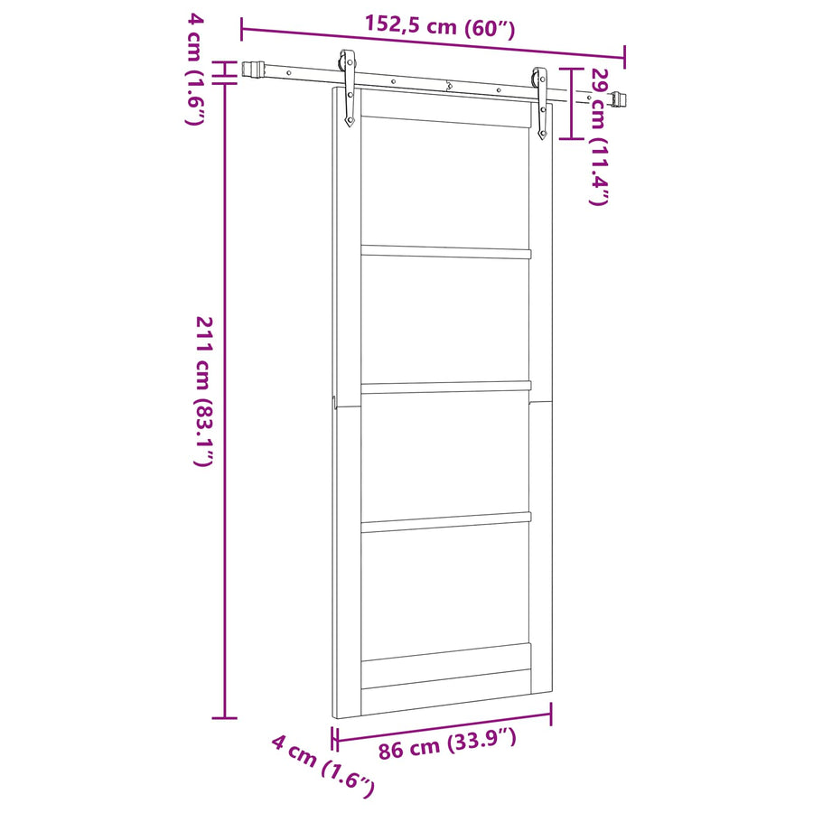 Schuifdeur ORKDAL Naturel 86 x 211 cm Massief grenenhout