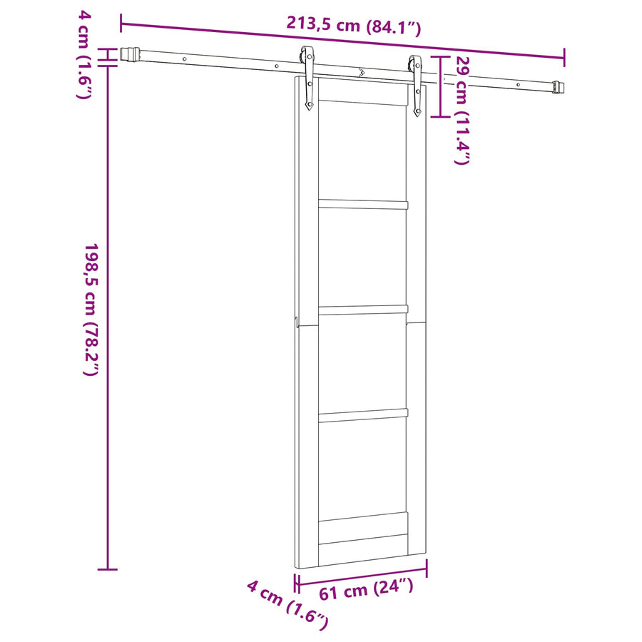 Schuifdeur ORKDAL Naturel 61 x 198,5 cm Massief grenenhout
